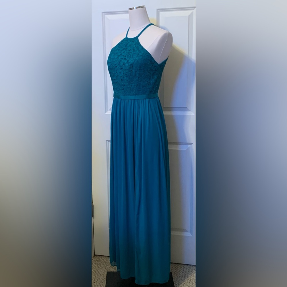 David’s Bridal Open-Back Lace and Mesh Bridesmaid Dress Size 6 Oasis